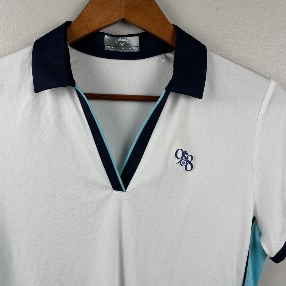 Callaway Opti Dri Womens Short Sleeve Stretch Golf Shirt Polo Medium 9&8 Logo - Picture 5 of 7